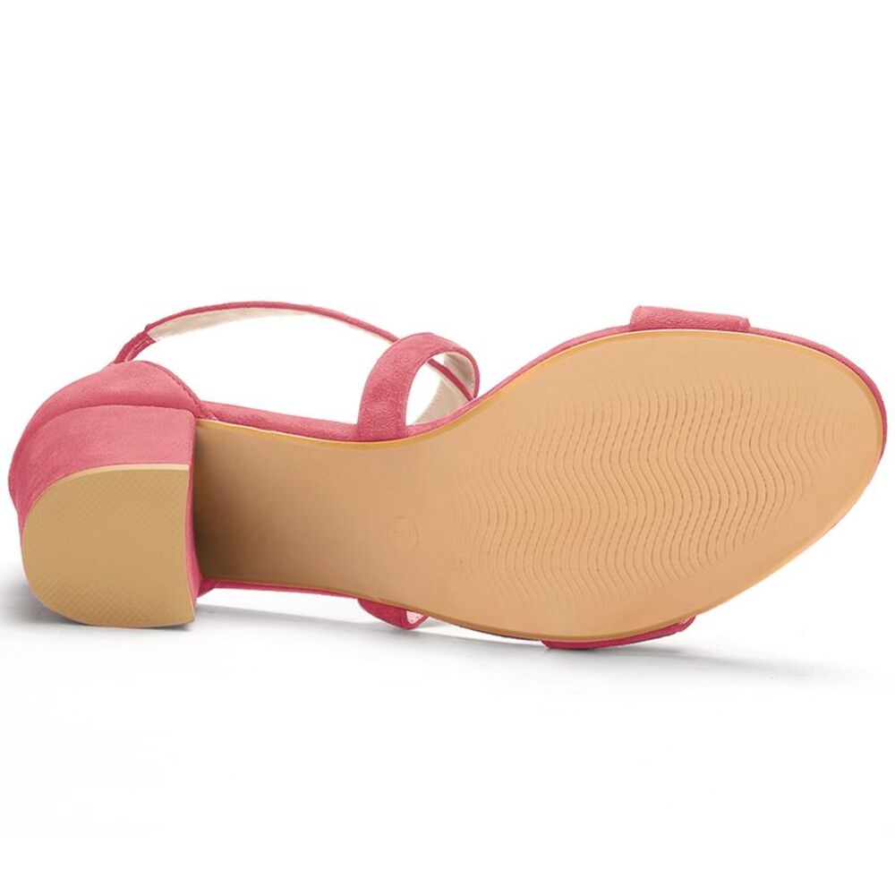 Women's Open Toe Mid Heel Braided Ankle Strap Orange Sandals Watermelon Red - Picture 5 of 6